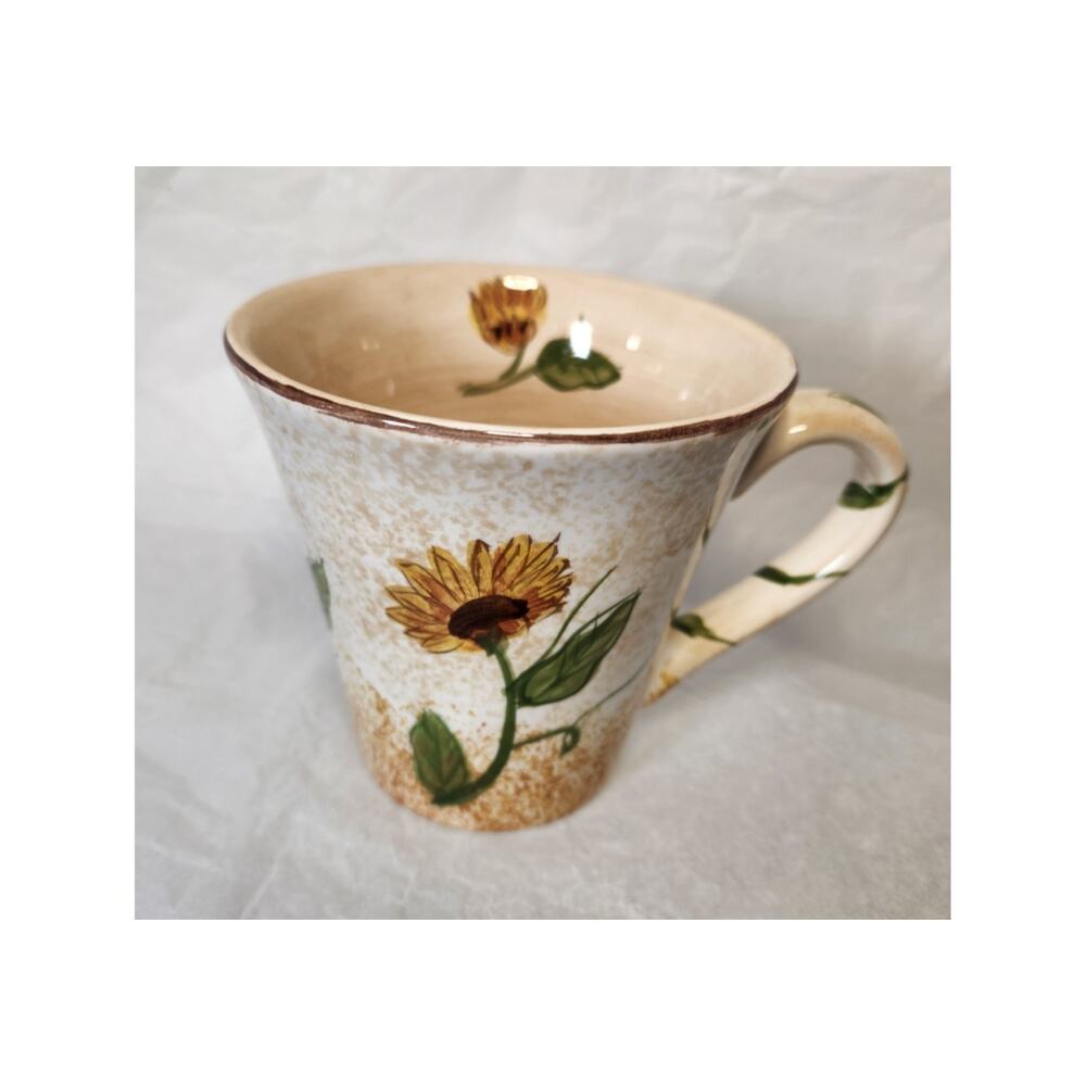 Vintage Canterbury Potteries Hand Painted Tuscan Fields Mug Sunflowers Ceramic